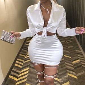 Pink Crop Top Shirt, With Skirt Outfit.